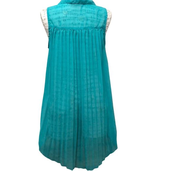 Eyelash Couture Sheer High-Low Teal Collar Tank Top XS - Picture 2 of 6